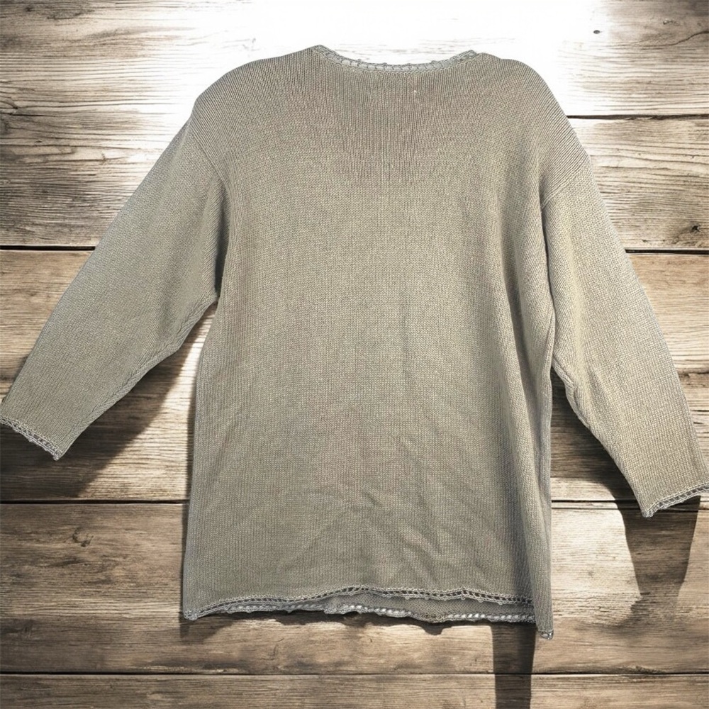 Vintage Shenanigans Embroidered and Beaded Beige Crocheted Sweater L - Picture 2 of 11